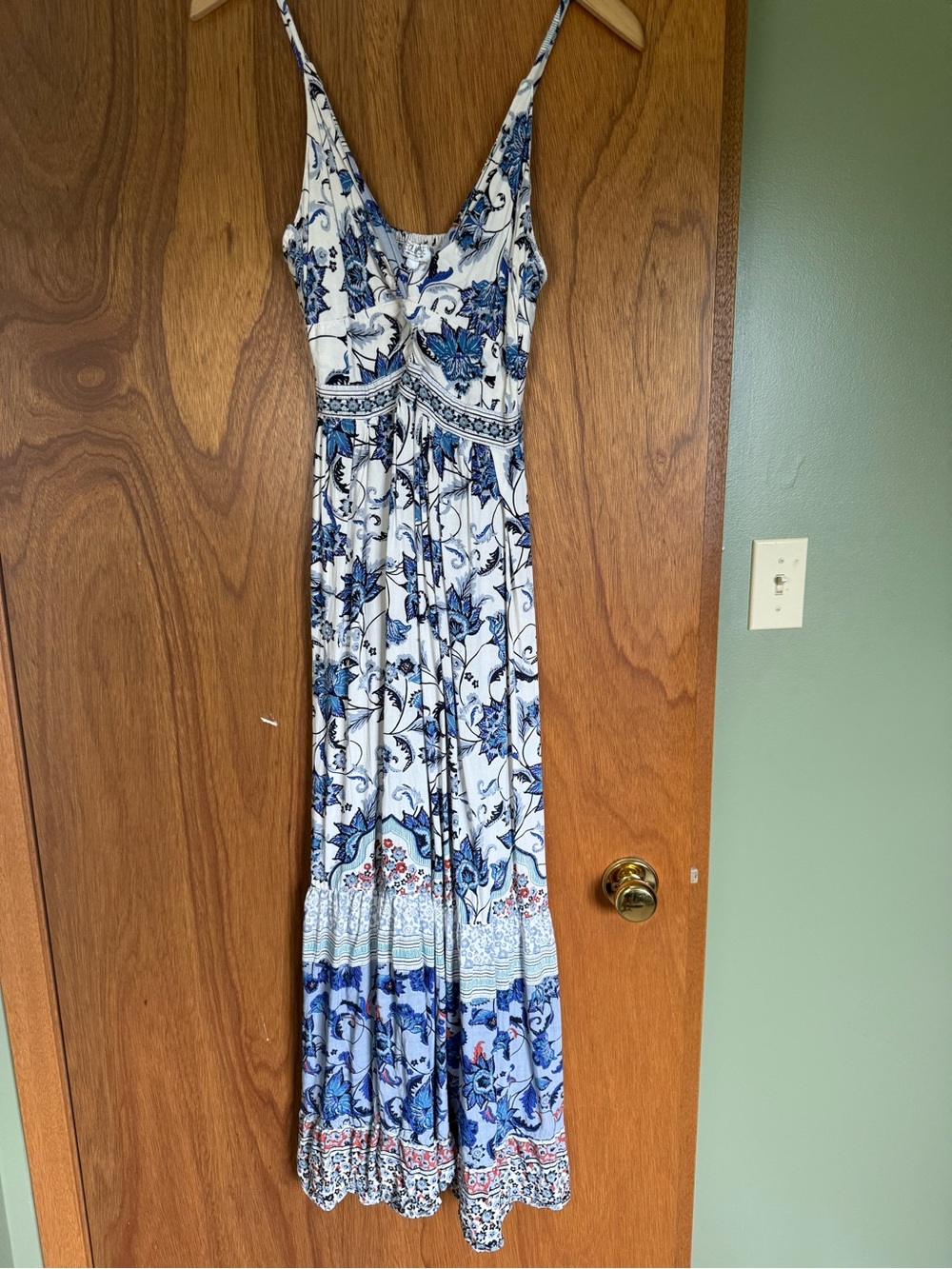 Blue Floral Maxi Dress - Lightweight Summer Sundress Size Small